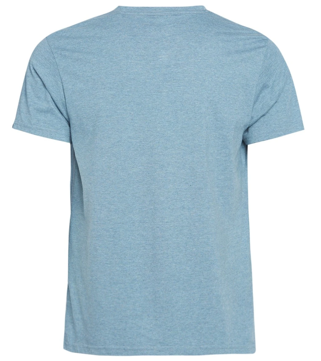 PrAna Men's V Neck Short Sleeve Workout Tee Blue Note Heather