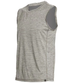 PrAna Men's Hardesty Muscle Tee Titainium Grey Stripe