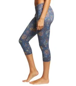 PrAna Pillar Printed Yoga Capris Blue Sierra