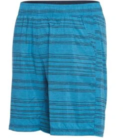 PrAna Men's Heiro 8" Inseam Yoga Shorts River Rock Blue Stripe