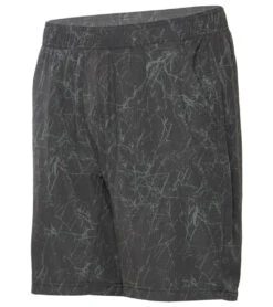 PrAna Men's Heiro 8" Inseam Yoga Shorts Charcoal Marble Print