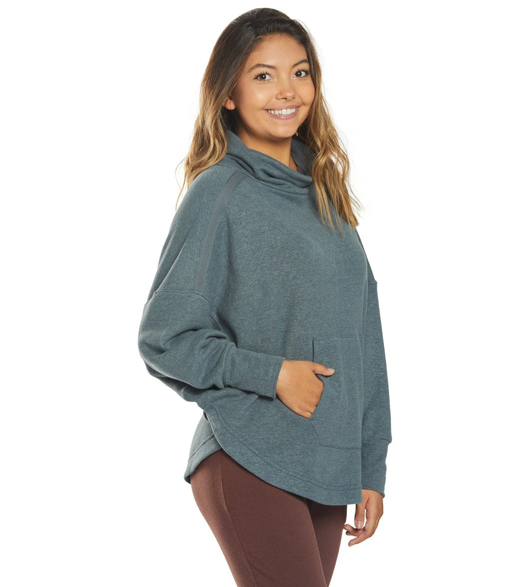 PrAna Cozy Up After Yoga Poncho Grey Blue Heather