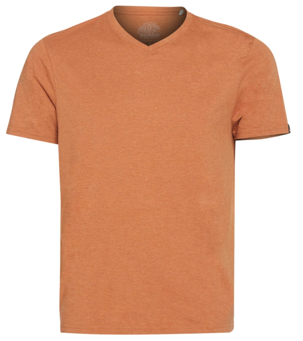 PrAna Men's V Neck Short Sleeve Workout Tee Russett Heather - Image 2