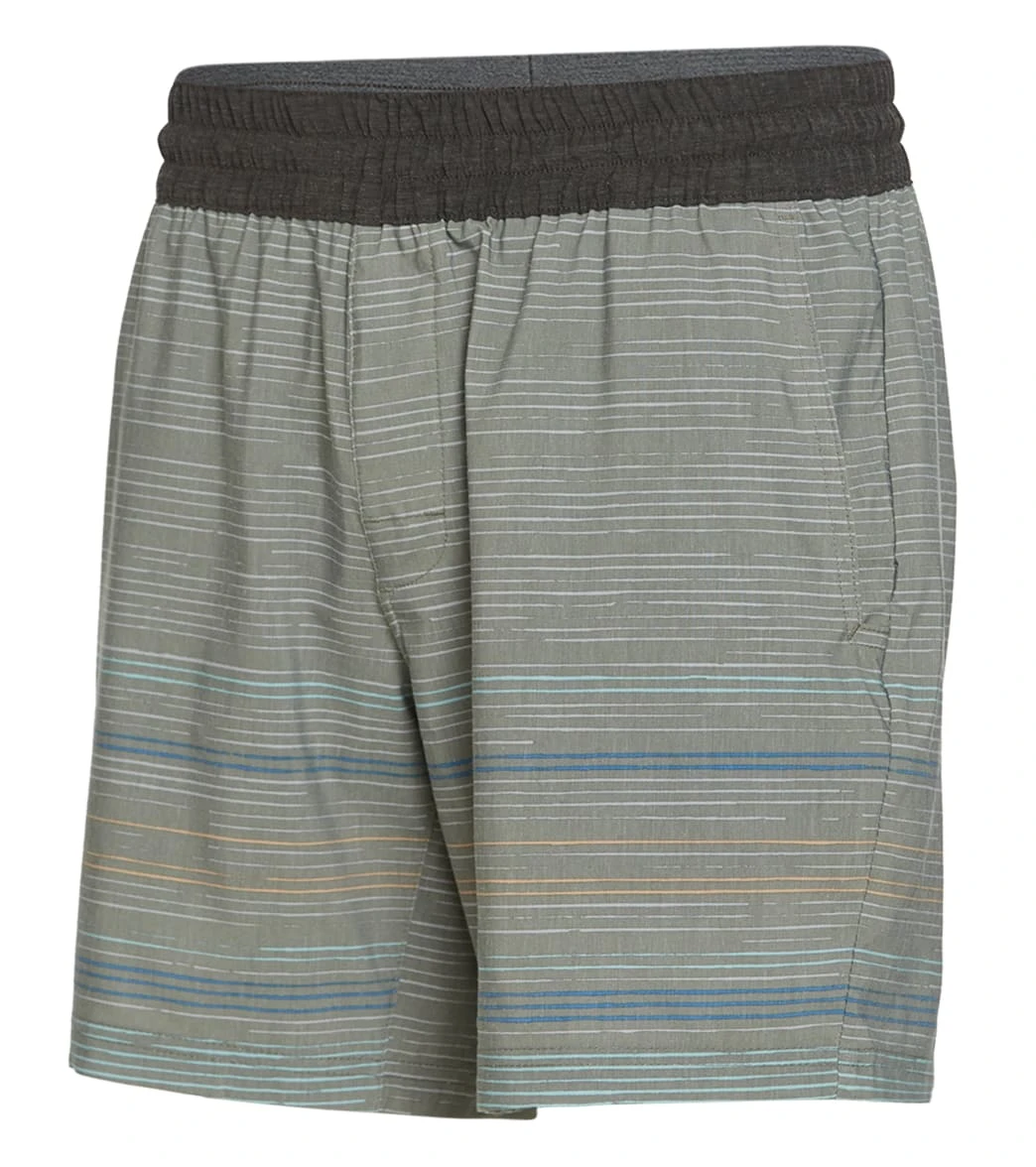 PrAna Men's The Slope 7" Inseam Yoga Shorts Rye Green Soundwave
