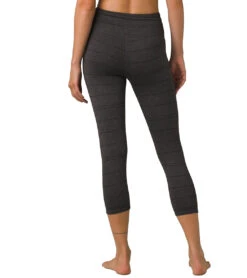 PrAna Transform High Waisted Yoga Capris Charcoal Stripe