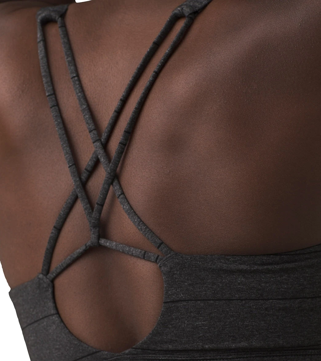 PrAna Yoga Sports Bra Charcoal Stripe - Image 2