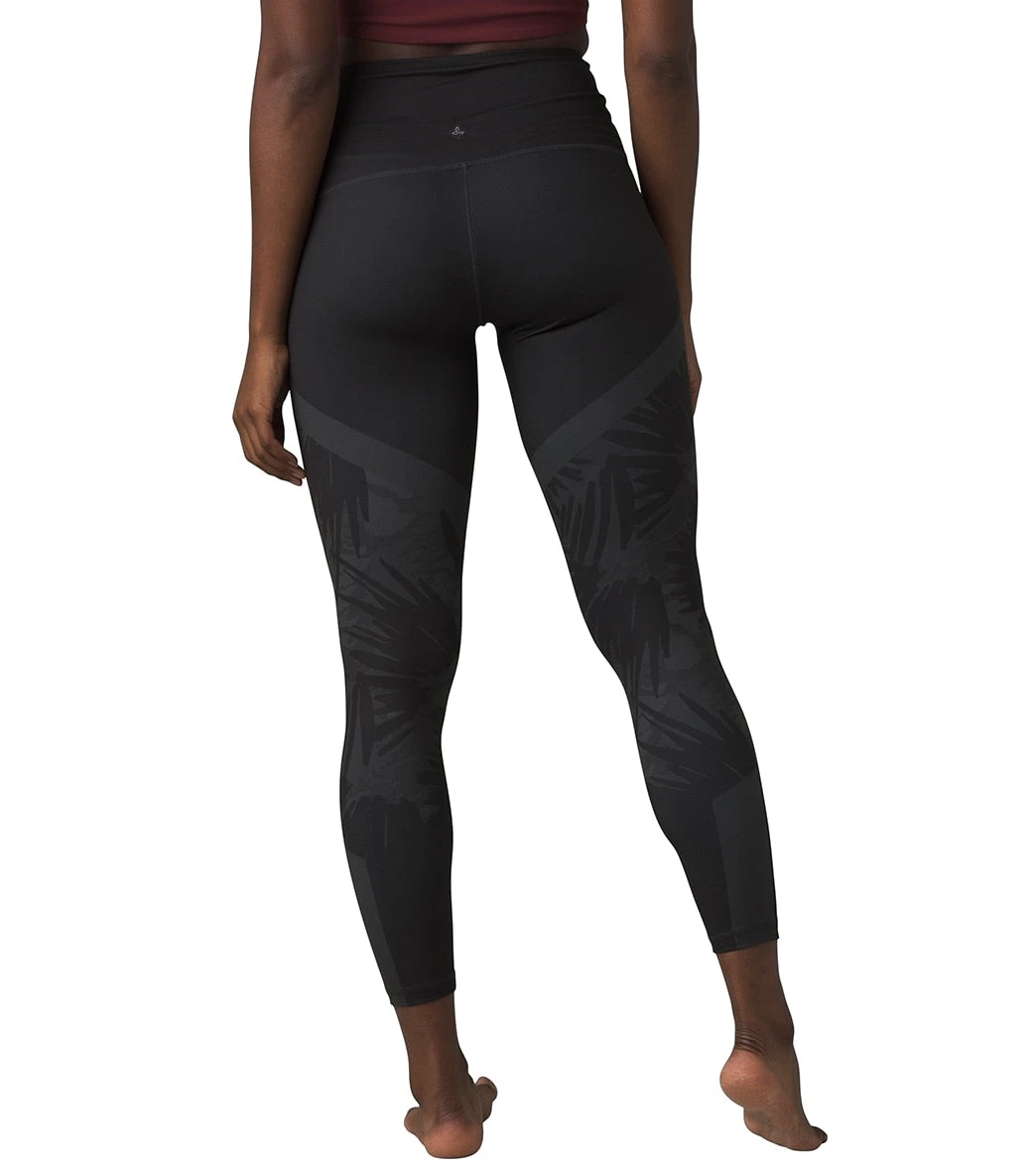 PrAna Kimble Printed 7/8 Yoga Leggings Black Jungle