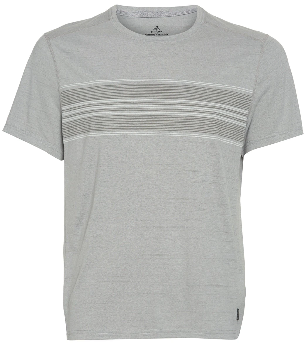 PrAna Men's Prospect Heights Graphic Short Sleeve Shirt Grey Stripe - Image 2