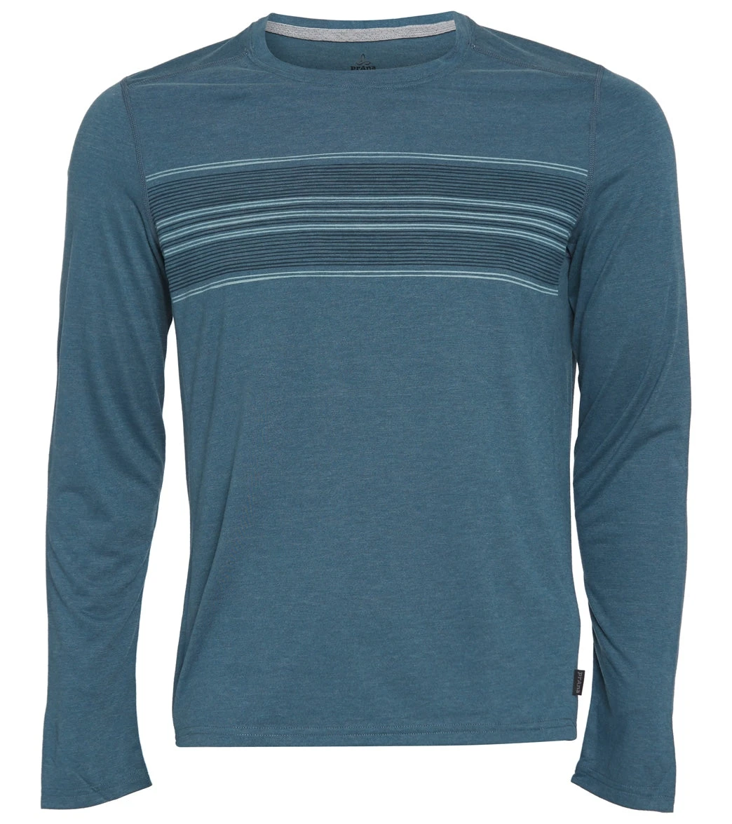 PrAna Men's Prospect Heights Graphic Long Sleeve Shirt Deep Stellar Stripe - Image 2