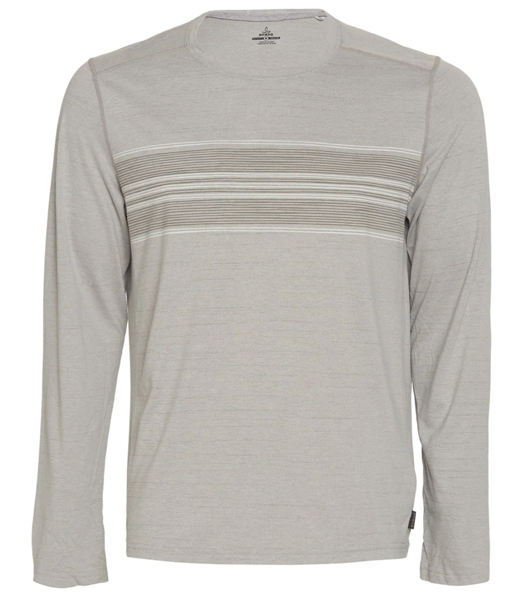 PrAna Men's Prospect Heights Graphic Long Sleeve Shirt Grey Stripe - Image 2
