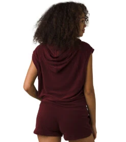 PrAna Anilio Short Sleeve Hoodie Maroon