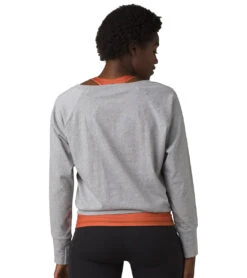 PrAna Organic Graphic Long Sleeve Heather Grey Line Work