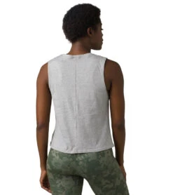 PrAna Organic Graphic Sleeveless Heather Grey Floral Lines